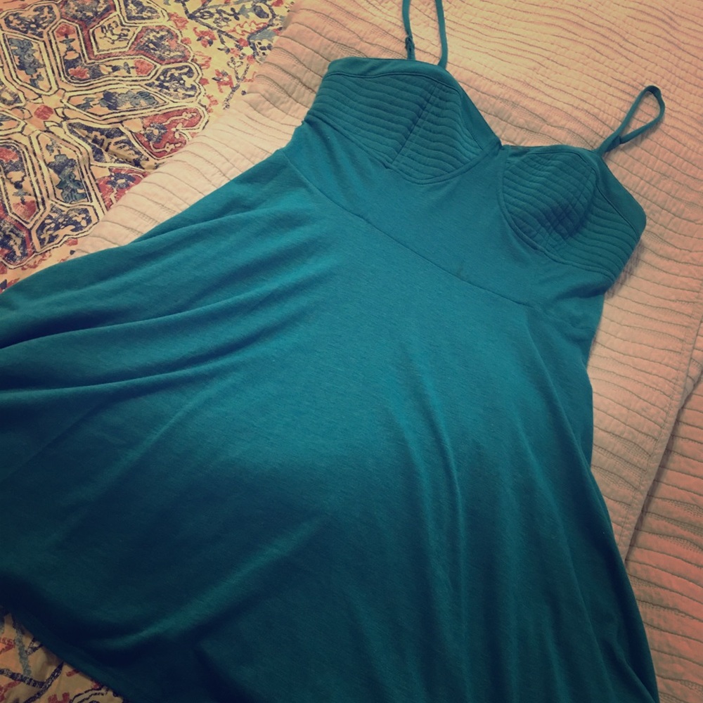 Used teal dress, zipper back,empire waist